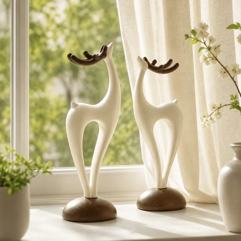 [00047] Set de 2 renos blancos estilo nórdico
